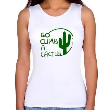 Imagem de Regata Feminina Go climb a cactus - Foca na Moda, Branco, GG