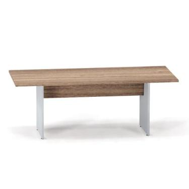 Imagem de Mesa Reunião Pé Painel P25 Pandin 2,6 M Noce Naturale e Cinza