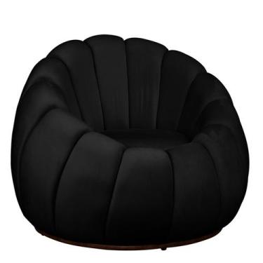 Imagem de Poltrona Decorativa Concha Base Arco Giratória Veludo - Fina Mobília, 