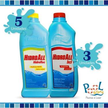 Imagem de Kit Hidroall 5 Clarificante + 3 Alg. Choque