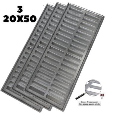 Imagem de Grelha Linear 20x150 Alumínio com Suporte Quintal em 3 módulos de 50cm