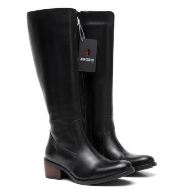 Imagem de Bota Montaria Feminina Em Couro Legítimo Preta Ref. Mont-Preta - John 