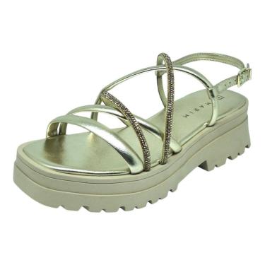 Imagem de Sandália Feminino Flatform Tratorada Strass Moderna Ramarim