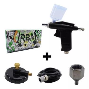 Imagem de Kit Aerógrafo Tipo Pistola 0.3mm Profissional - URBAN
