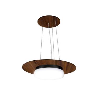 Imagem de Pendente de Madeira Saturno Vidro Imola 45 cm Imbuia/Preto - Madeluz