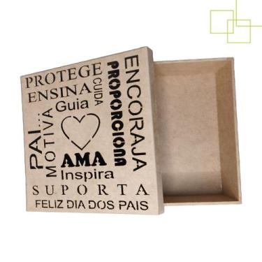 Imagem de Homenagem Dia dos Pais Caixa de Presente em MDF Decorada 15X15X5 - Exp