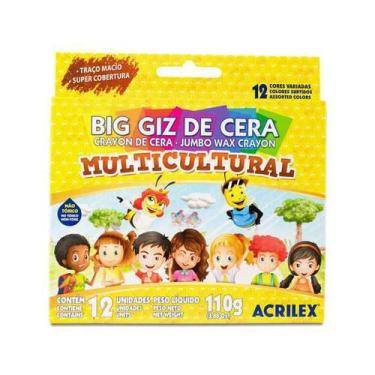Imagem de Giz De Cera Multicultural Tons de Pele com 12 Cores 110g - Acrilex Ref