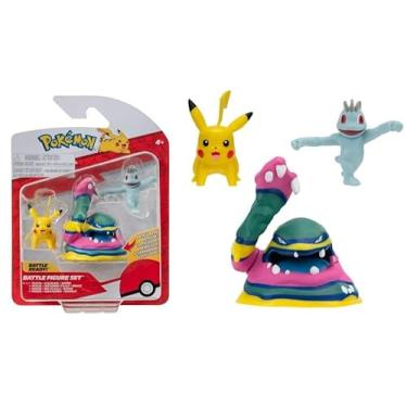 Imagem de Pokemon Clip n Go Battle Feature Figure Set Multi-Pack Action Ready Pack Plus Bonus Sticker (Pikachu, Alolan Muk and Machop)
