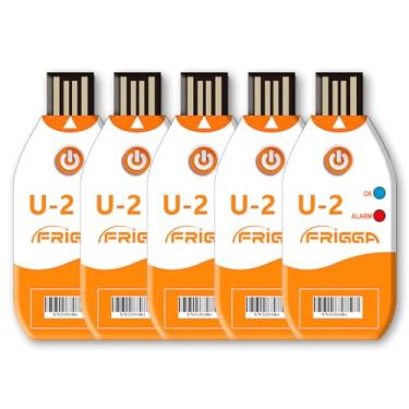 Imagem de Frigga Registrador de dados de temperatura usb com 5 pacotes, gravador de temperatura de uso único, monitor termômetro de alta precisão de 100 dias, 14400 pontos com relatório csv em pdf, u2