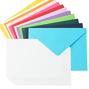 Imagem de Envelopes coloridos A7 e cartões em branco, 24 peças, envelopes A7 e 24 peças, cartões planos coloridos de 12 x 18 cm para casamentos, convites, aniversário, chá de bebê (branco)