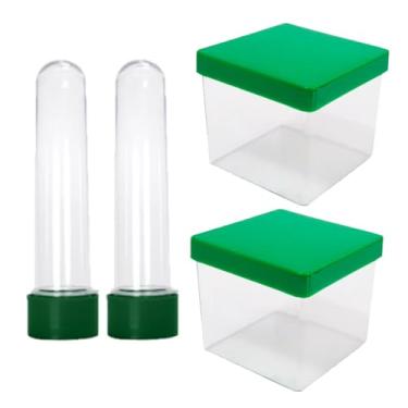 Imagem de Kit Tubetes e Caixinha 5x5cm Color para Doces Balas Mimos Temperos Especiarias para Lembrancinhas Decoração Festas Aniversários Mimos Gincanas (Verde)
