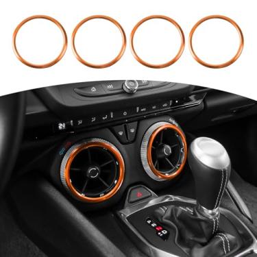 Imagem de JOSHELA Anel de acabamento para tampa de ventilação CA Camaro Dash Air para Chevy Camaro 2017 up Acessórios interiores laranja 4 peças