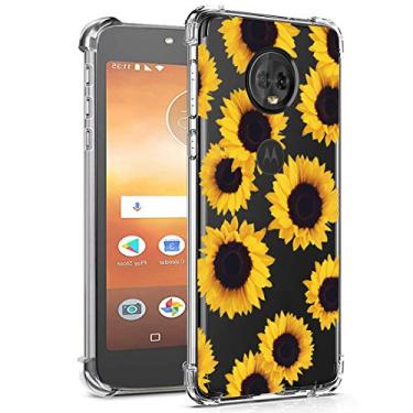 Imagem de Booceicd Capa para Moto E5 Play, capa para celular Moto E5 Cruise com flores, à prova de choque, transparente, floral, macia, flexível, TPU fina, fina para Motorola Moto E5 Play (girassol)