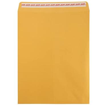 Imagem de JAM PAPER Envelopes reciclados de catálogo de extremidade aberta de 30,5 x 38,5 cm com fecho de descascar e selar - Kraft marrom - pacote com 100