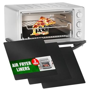 Imagem de Forros de forno reutilizáveis para fritadeira a ar ninja, tapete resistente ao calor, pacote com 3, compatível com Cuisinart Air Fryer torradeira forno 30,5 x 30,5 cm, forro de airfryer, tapetes