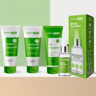 Imagem de Kit Skincare Anti Acne e Oleosidade Sabonete + Esfoliante + Gel Hidratante + Serum Efeito Secativo Dermachem