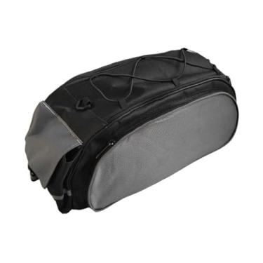 Imagem de YIJU Saco de bicicleta de bicicleta Bolsa de bicicleta Reflexiva Panier Banco traseiro para a viagem ao ar livre de supermercado, Preto Cinza