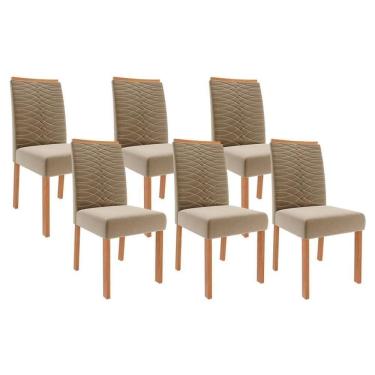 Imagem de Cadeira Sala De Jantar Clarice Kit 6 Un Madeirado Suede Joli Capuccino Cimol