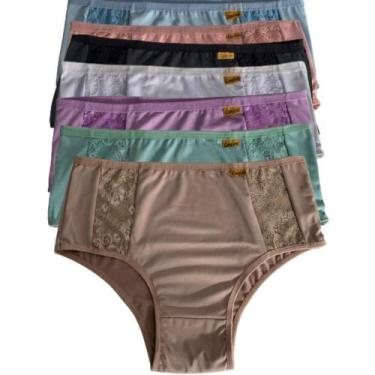 Imagem de Kit 7 Calcinha Cós Alto Feminino Plus Size Calçola Senhora Lingerie Ci