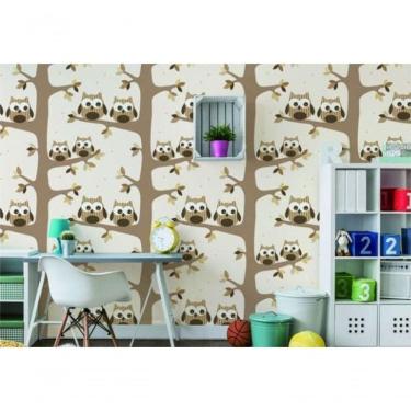Imagem de Papel De Parede Fofura Baby Corujas Marrom Ff4045