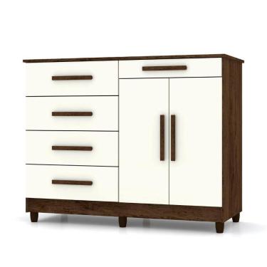 Imagem de Cômoda Sapateira Sirius 2 Portas 5 Gavetas Cor:imbuia Champanhe