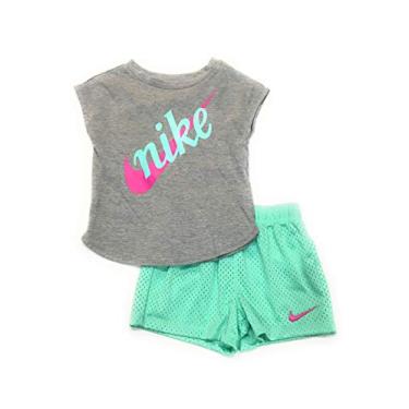 Imagem de Nike Conjunto de camiseta e short infantil com cintura esmeralda, 18 meses