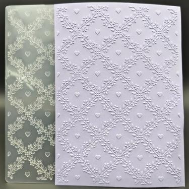 Imagem de Pasta de plástico em relevo 12 x 17 cm Love Vines Papel Artesanato Plástico Texturizado Impressões para Fazer Cartões Scrapbooking