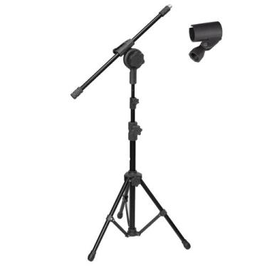 Imagem de Pedestal Suporte Para Microfone Compacto 2 níveis c/Cachimbo - Mix Vis