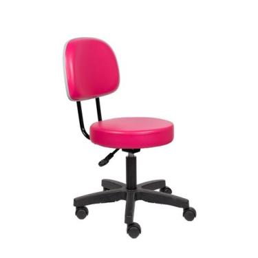 Imagem de Cadeira Mocho Estética Dentista Tatuador Tatoo rosa com Encosto - PopM