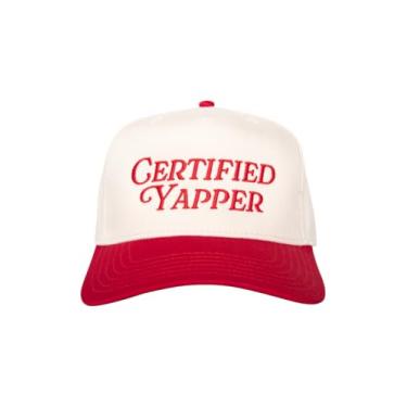 Imagem de KATYDID Boné vintage certificado Yapper - Boné de caminhoneiro engraçado em dois tons - Boné de beisebol vintage bordado para mulheres - Snapback, Vermelho/bronze, Tamanho Único
