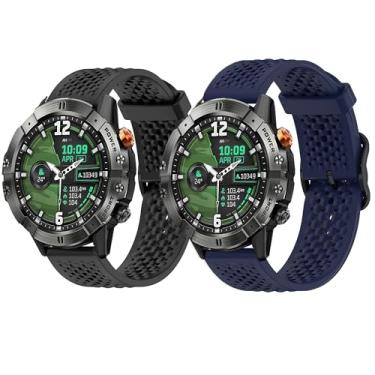 Imagem de Lamshaw Compatível com pulseira de relógio inteligente militar DEKELIFE, pulseira de silicone projetada para esporte com fivela de metal compatível com smartwatch DEKELIFE C28, AK57, G39 Pro (pacote