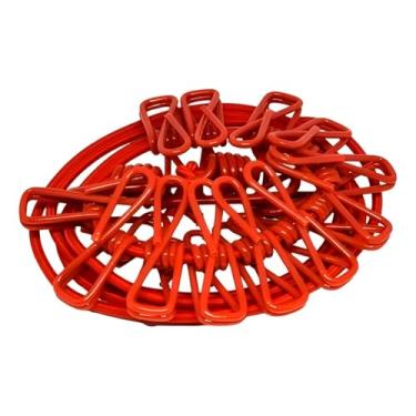 Imagem de Varal Retrátil com 12 Pregadores Metálicos, Vermelho, 170-380 cm, Resistente e Portátil