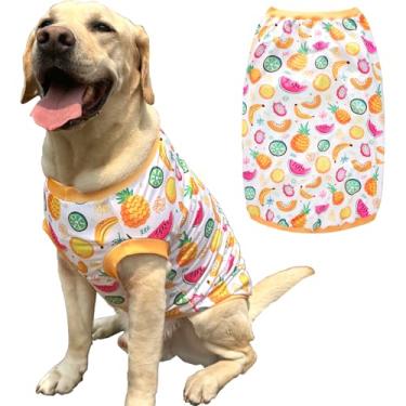 Imagem de Camiseta de cachorro sem mangas, estampa de frutas amarelas, colete macio, elástico, roupas de verão para cães grandes, meninos, meninas, GG, frutas