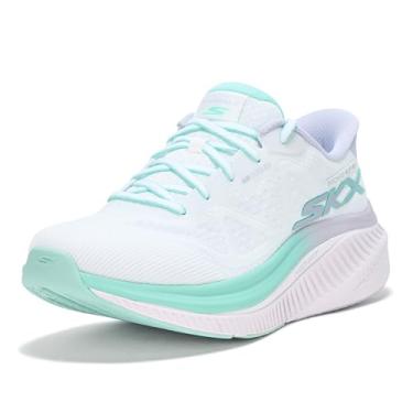 Imagem de Skechers Tênis feminino Max Cushion Arch Fit Areena Hands Free Slip-ins, Branco/menta, 39