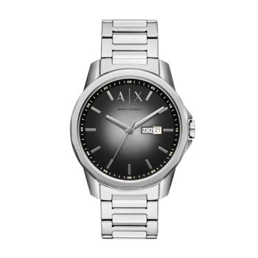 Imagem de Armani Exchange A|X Relógio masculino de aço inoxidável com três ponteiros (modelo: AX1764), Prata