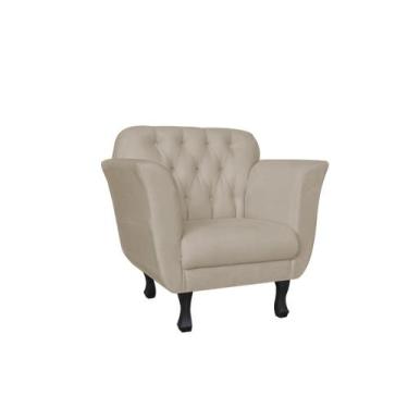 Imagem de Kit Namoradeira + 2 Poltronas Decorativa Dália Suede Bege Pés Madeira 