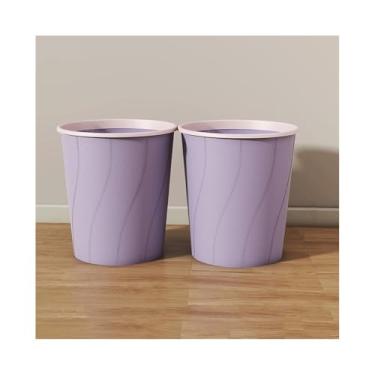 Imagem de Lixeira para Área Externa Lixeira, design reto sem tampa redonda, grande lixeira de plástico para cozinhas domésticas e cafeterias, pacote com 2 Lixeira para Área Externa(Purple)