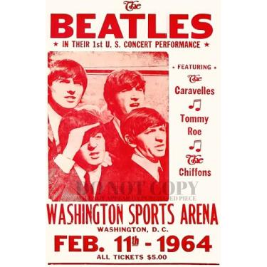 Imagem de Pôster The Beatle 11 x 17 - Live 1964 Washington Sports Arena Show - 1st U.S. Concert Performance - Washington, DC - Evento histórico americano - anos 60 - Rock and Roll - Invasão Britânica