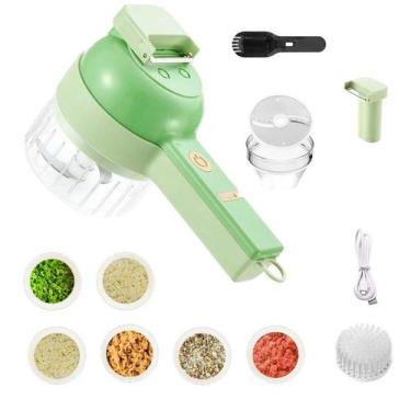 Imagem de Processador de Alimentos 4 em 1 Cortador Fatiador Triturador Elétrico 