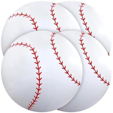 Imagem de Meooeck Bolas infláveis grandes de 78 cm, bolas de praia gigantes de beisebol, bolas esportivas para piscina, verão, atividades ao ar livre, decorações de festa de aniversário (4 peças)