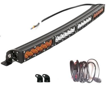 Imagem de Barra de luz LED ambar/branca dupla cor 32" Offroad stroboflash 150 w 18000 lúmens, off-road SUV UTV 4WD 4 x 4 caminhão trator van campista para-choque fiação de rocha