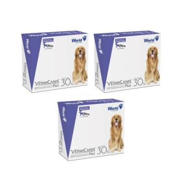Imagem de Kit 3 VermiCanis Plus Para Verme em Cães 30kg C/2 World