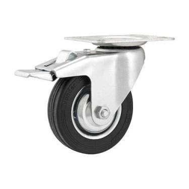 Imagem de Rodízio roda giratório freio borracha preta 8 203mm150kg lev - VONDER