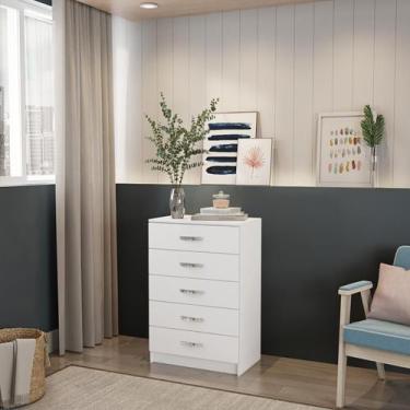 Imagem de Cômoda Hera 5 Gavetas Evidência Branco - Mobly