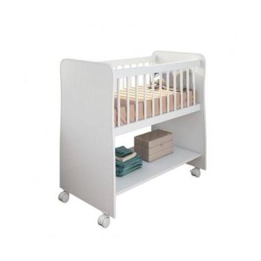 Imagem de Mini Berço Com Colchão Branco Rubi Peternella Com Rodízios