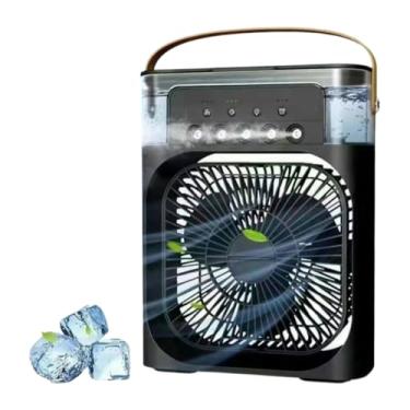 Imagem de Refrigerador De Ar Ventilador Umidificador Portátil Com Led Reservatório De Água Led Usb(Preto)