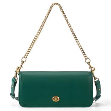 Imagem de JQWSVE Bolsa de ombro feminina linda bolsa pequena clutch de couro sintético bolsa de ombro moderna para uso diário, Verde, Medium