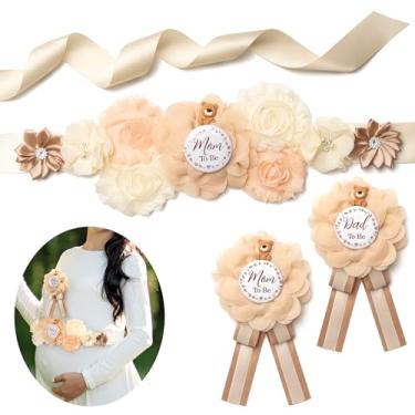 Imagem de Noah Baby Faixa De Barriga Floral Ursinho Pelúcia Para Chá Bebê, Vestido Com Cinto Flores Fofo, Conjunto Broches Futura Mamãe E Papai, Acessórios Fotos Gravidez Reveladas