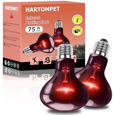 Imagem de HARTOMPET Lâmpadas De Foco Infravermelho 75 W, Ideais Para Répteis E Anfíbios, Como Dragões Barbudos, Cobras Tartarugas; Lâmpada Calor Vermelha Chocadeiras, Terrários Tanques Tartarugas, Pacote Com