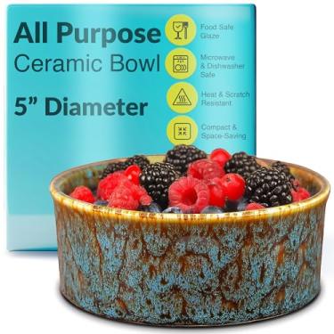 Imagem de Tigela pequena de cerâmica - multiuso - lanches, sobremesa, arroz, sorvete, sopa, cereais, acompanhamento, cozimento, molho, tábua de charcutaria, preparação - ração para cães e gatos